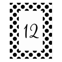 Black Polka Dot Table Number Postcard postcards