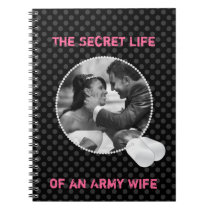 Black Polka Dots and Dog Tags Frame Notebook notebooks