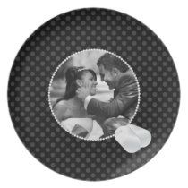 Black Polka Dots  and Dog Tags Frame Photo Plate plates