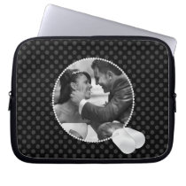 Black Polka Dots and Dog Tags Photo laptop sleeve laptop sleeves