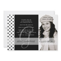 Black Polka Dots High School Graduation Invitation