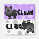 Black Pomeranian Clean Dirty Dishwasher Magnet