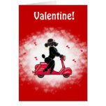 Black Poodle and Scooter Valentine Art Cards