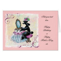 Black Poodle Boudoir Retro Art Card