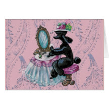 Black Poodle Boudoir  Retro Art Card