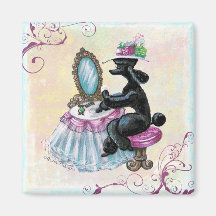 Black Poodle Boudoir Retro Art Magnet