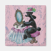 Black Poodle Boudoir  Retro Art Magnet