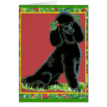 Black Poodle Christmas & Holiday Cards with Holly