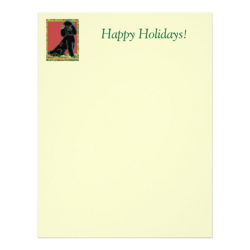 Black Poodle Christmas Holly Art Gifts & Cards Custom Letterhead