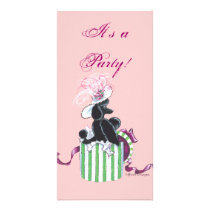 Black Poodle Hatbox Retro Art Print Photo Cards