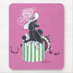 Black Poodle in a Hatbox Stationery Vintage Style Mousepad