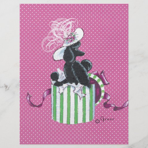 Black Poodle in Hatbox Vintage Style Custom Flyer
