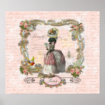 Black Poodle Marie Antoinette Print