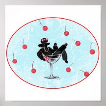 Black Poodle n Cherries Poster Print