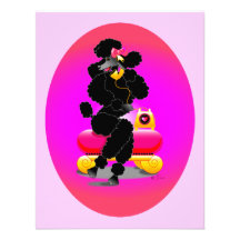 Black Poodle on Phone Retro Design Personalized Announcements