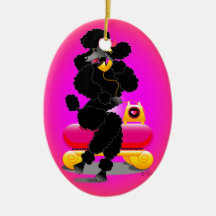 Black Poodle on Phone Retro Ornaments