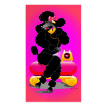 Black Poodle on Phone Retro Painting Business Card
