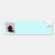 Black Poodle Portrait with Hummingbird. Bumper Sticker