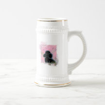 Black Poodle Portrait with Hummingbirds Stein Mugs