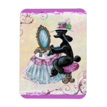 Black Poodle Retro Boudoir Rectangular Magnets