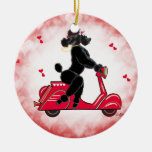 Black Poodle Scooter and Hearts Valentine Christmas Ornament