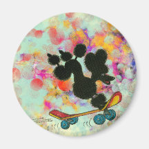 Black Poodle Skateboard Art Print Refrigerator Magnet