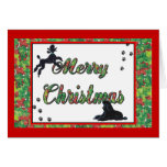 Black Poodles & Holly Merry Christmas Cards