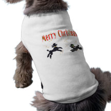 Black Poodles Playing Merry Christmas Art Pet T-shirt