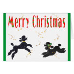 Black Poodles Playing Merry Christmas Note Cards
