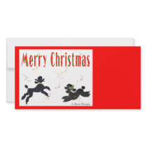 Black Poodles Playing Merry Christmas Photo Card
