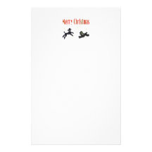 Black Poodles Playing Merry Christmas Stationery