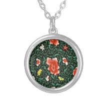 Black Poppies Ornate Art Pendant