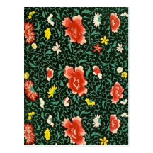 Black Poppies Ornate Art Post Cards