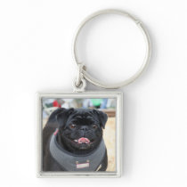 Black Pug Dog keychain