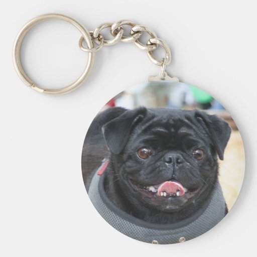 Black Pug Dog Keychains