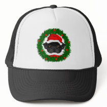 Black Pug Santa Hats