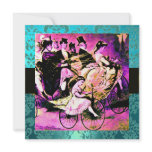 BLACK PURPLE BLUE BICYCLE WEDDING DAMASK MONOGRAM INVITE