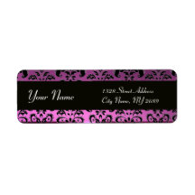 BLACK PURPLE DAMASK LABELS