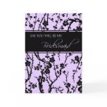 Black Purple Floral Bridesmaid Invitation Card