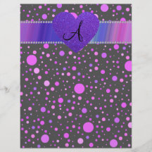 Black purple polka dots purple heart flyers