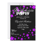Black & Purple Stars Bachelorette Party Invitation