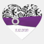 Black Purple & White Damask Envelope Seals Stickers