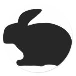 black rabbit icon round sticker
