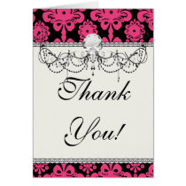 black raspberry red pink mod damask cards