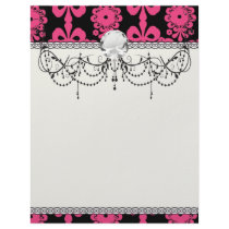 black raspberry red pink mod damask customized letterhead