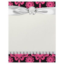 black raspberry red pink mod damask letterhead design