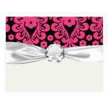 black raspberry red pink mod damask postcards