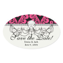 black raspberry red pink mod damask sticker