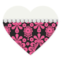 black raspberry red pink mod damask sticker