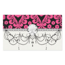 black raspberry red pink mod damask rectangle sticker